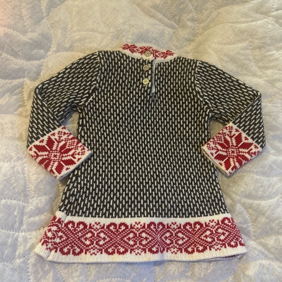 Cynthia Rowley Baby Girl Holiday Sweater Dress, Size 6-9 months,Red/Black/Cream - Picture 3 of 10